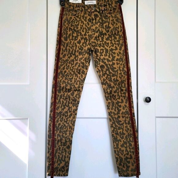 Zara zw animal print skinny jeans with velvet band - Picture 1 of 9